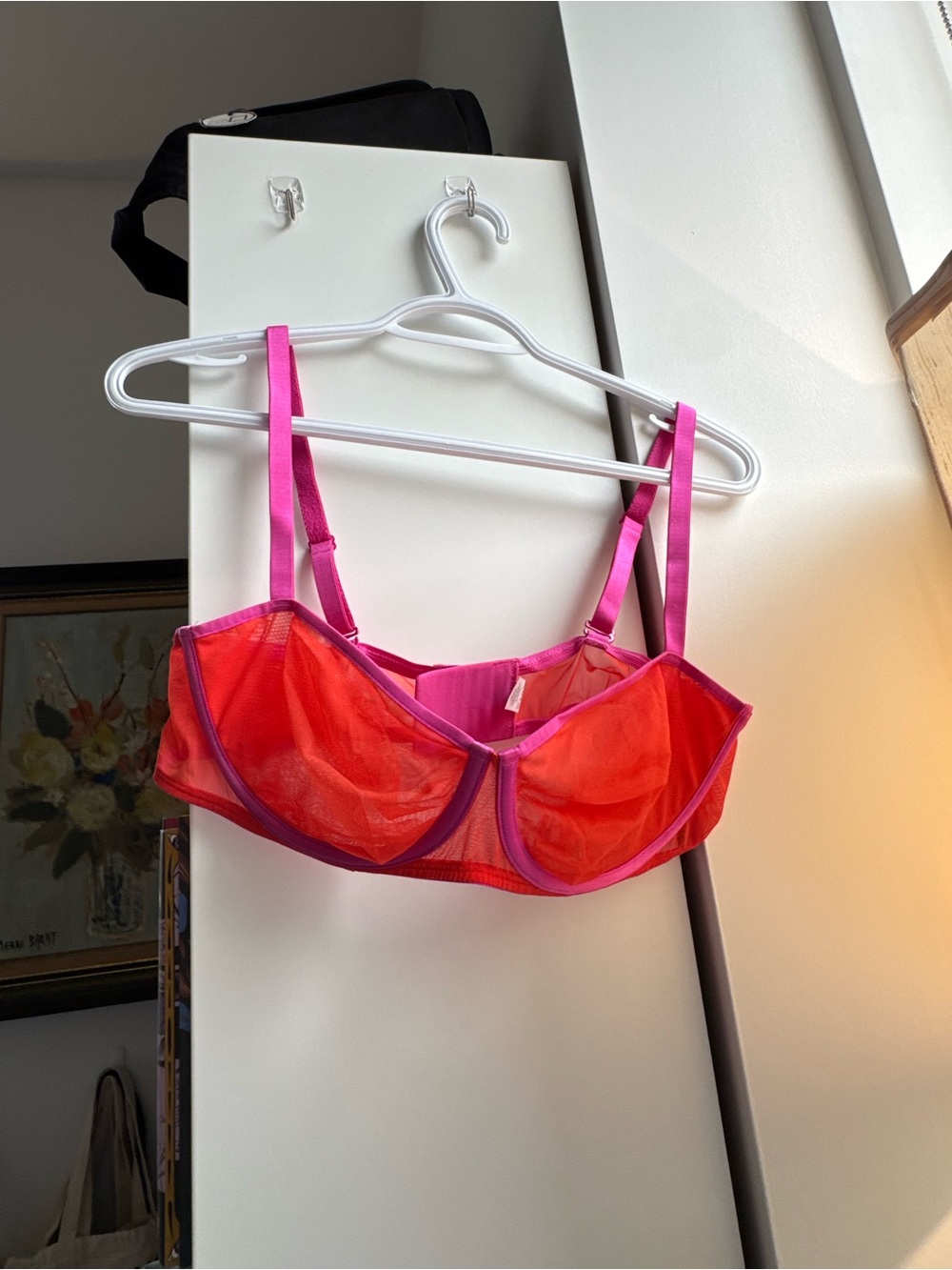 Red & Pink Sheer Underwire Bralette